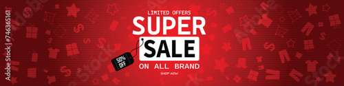 Sale banner template design . Super Sale, end of season special offer banner. vector illustration.