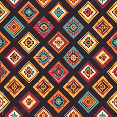 Wallpaper Mural Ethnic ikat seamless pattern geometric abstract designs with traditional motifs. Torontodigital.ca