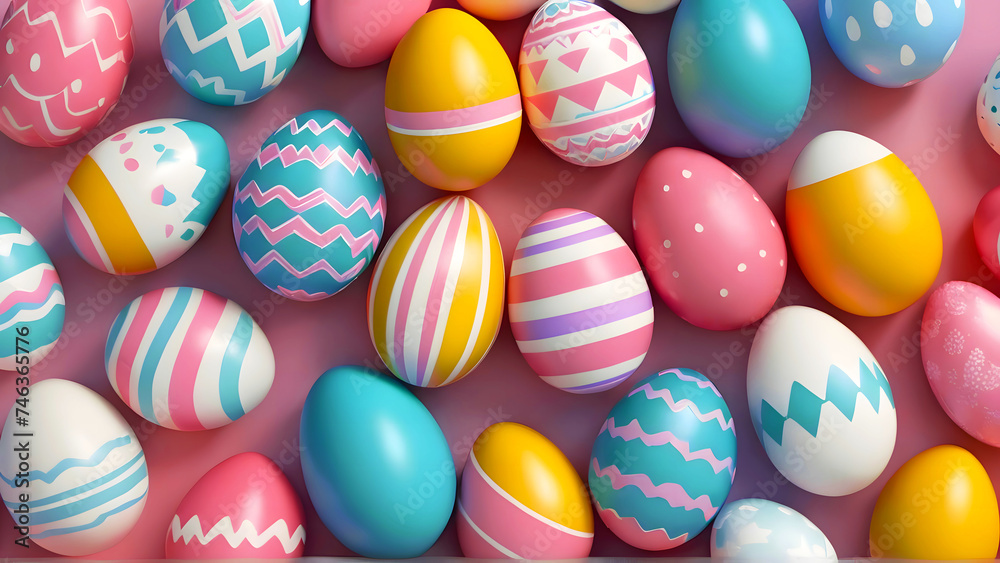 Groups Of Easter Eggs 3D Illustration