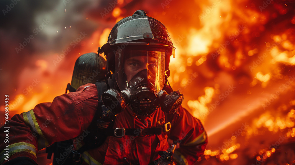 firemen using fire hose to extinguish a fire Inside burning building,generative ai firemen using fire hose to extinguish a fire Inside burning building,generative ai