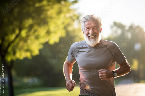 Senior man going for run and living healthy lifestyle for longevity. Sports, running, active lifestyle. Elderly active people.