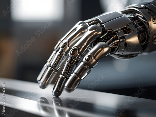 cyborg robotic hand 3d futuristic technology artificial intelligence steel arm