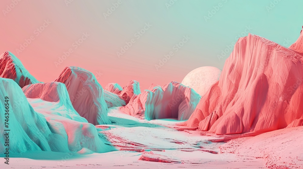 Abstract sand pits and mountains icon. Sandy dunes, rocky peaks, desert scene, natural beauty, vast terrain. Generated by AI - obrazy, fototapety, plakaty 