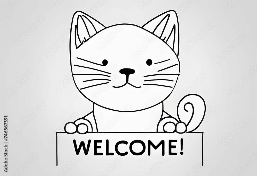 The word WELCOME inscribed with a cute cat.