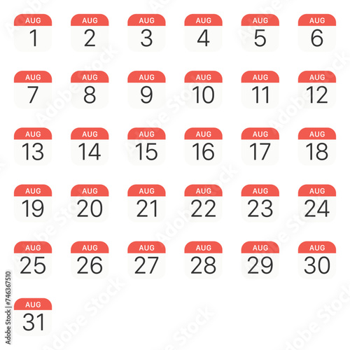 August calendar icon. Symbol modern, simple, vector, icon for website design, mobile app, ui. Vector Illustration