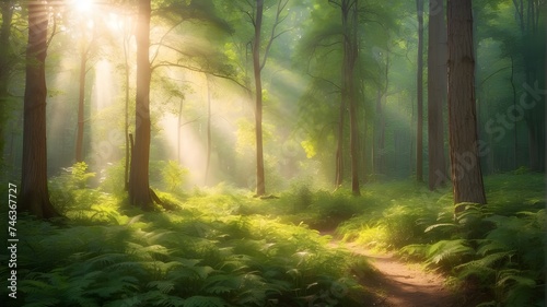 sun rays in the forest