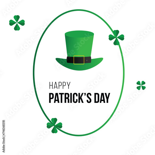 Happy St Patricks day, Irish holiday celebration greeting and shamrock clovers .