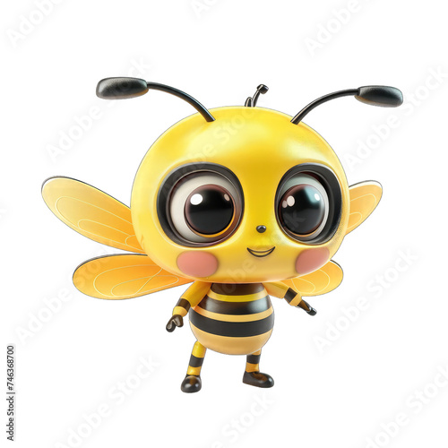 3D character a bee Transparent Background