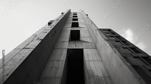 Brutalism skyscraper. Urban landscape, modernist architecture, towering structure, architectural landmark, brutalism, cityscape, industrial. Generated by AI.