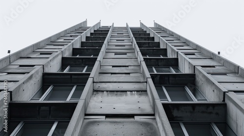 Brutalism skyscraper. Urban architecture, modernist design, towering structure, cityscape, architectural landmark, brutalism, monumental, industrial. Generated by AI.