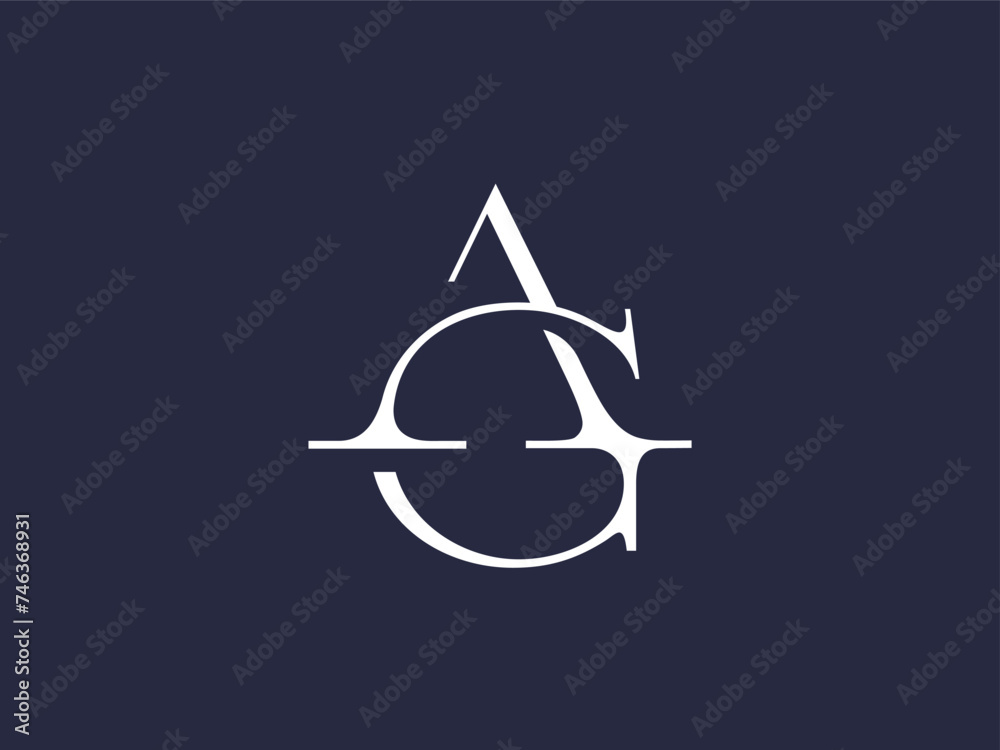 Fototapeta premium AG logo classic modern mature serif style. With luxurious and exclusive appearance. Best for your fashion, retail, attorney and law company, business consultancy, personal brand, or monogram wedding.