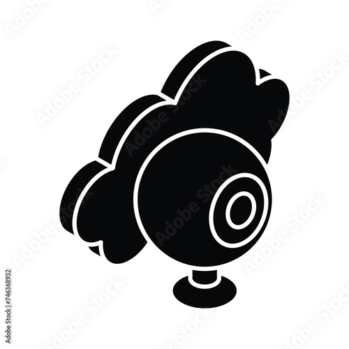 Cloud with webcam showing concept icon of cloud monitoring, cloud camera vector