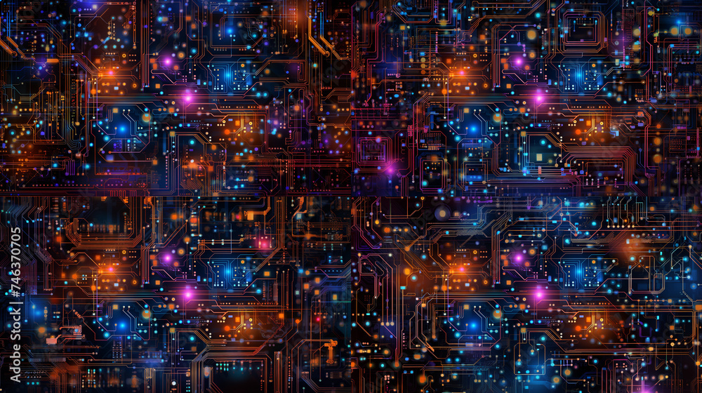 Large modern geometric perfect hi-def printed electrical circuit board in multi-colour Large modern geometric perfect hi-def printed electrical circuit board in multi-colour