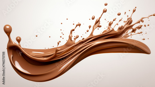 A dynamic swoosh of chocolate follows an elegant arc, showcasing the beauty of fluid motion.