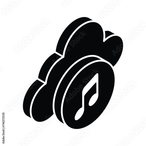 Creatively designed isometric icon of cloud music, ready to use in websites and mobile apps