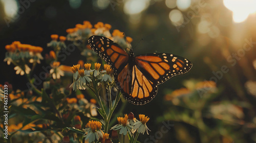 Monarch butterfly in Butterfly Garden resting. © Reem