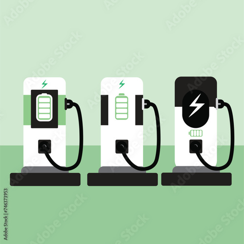 Electric car charging at the station, Electric car concept illustration
