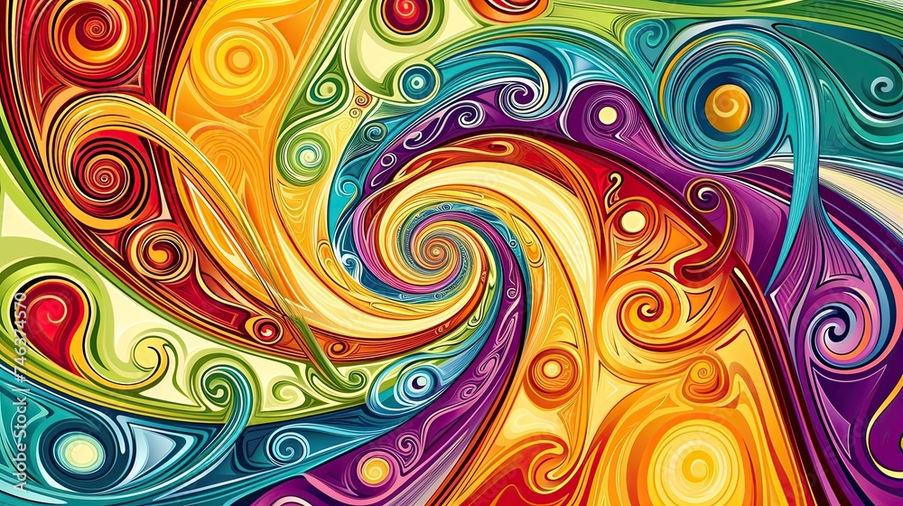 Abstract doodle spiral patterns. Psychedelic, talent, kaleidoscope, paint, artist, line, creativity, swirl, fine art, colorful, imagination.. Generated by AI Abstract doodle spiral patterns. Psychedelic, talent, kaleidoscope, paint, artist, line, creativity, swirl, fine art, colorful, imagination.. Generated by AI