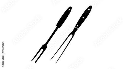 Serving Fork, Meat Fork Barbecue Fork, black isolated silhouette