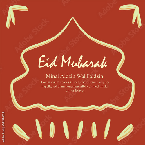 minimalist eid mubarak banner free template eid fitr islamic celebration red solid color photo