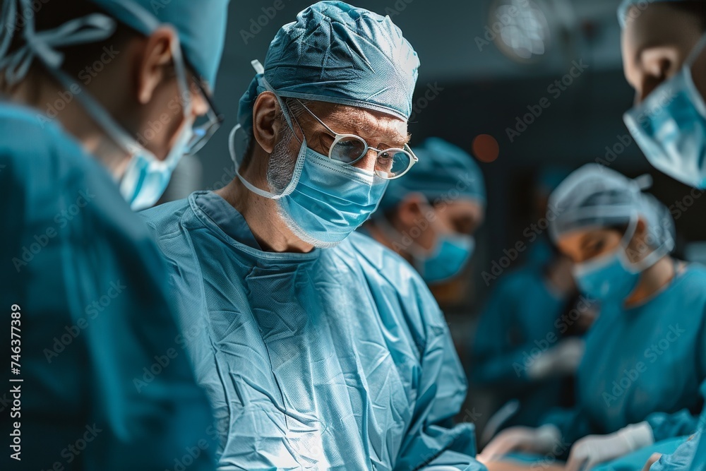 Group of Doctors in Scrubs and Masks Group of Doctors in Scrubs and Masks