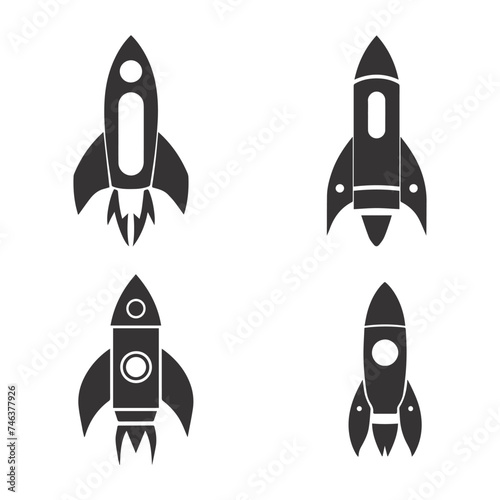 Rocket vector illustration, black icon  photo