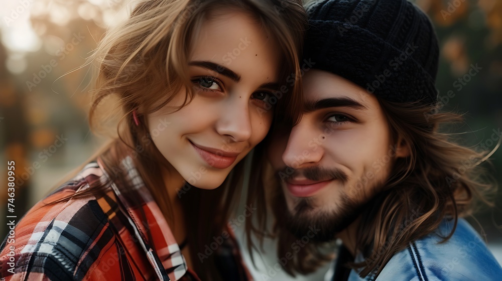 Fototapeta premium Man and Woman Posed for Picture. Generative AI.