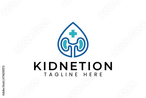 kidney with liquid and medical symbol logo design for medical and healthy company business photo