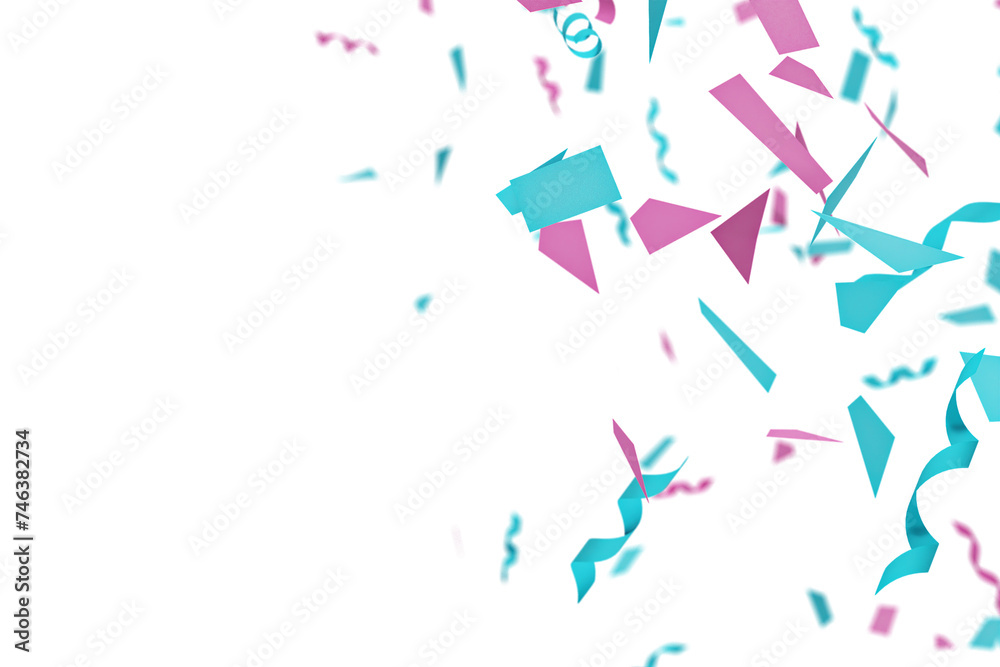 Blue and pink boy or girl confetti overlay background
