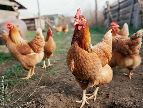 Free-Range Hens on a Rustic Farm