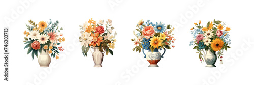 Bouquets watercolor set. Vector illustration design. © Design vector