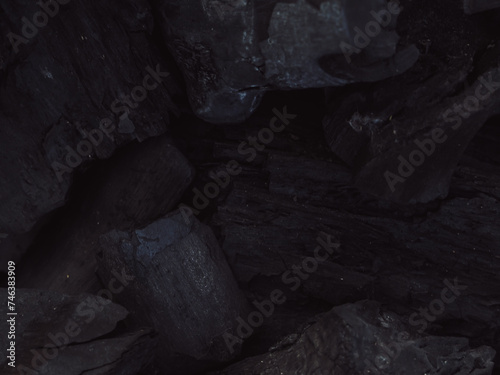 Close-up of black charcoal texture for background. 
