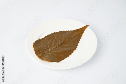 桜の葉 塩漬け 白背景