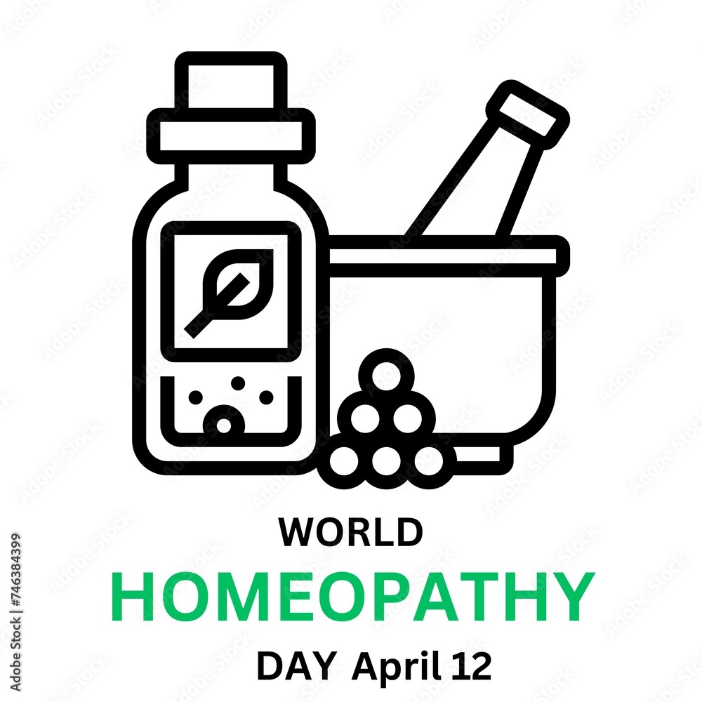  illustration for world homeopathy day. April 12