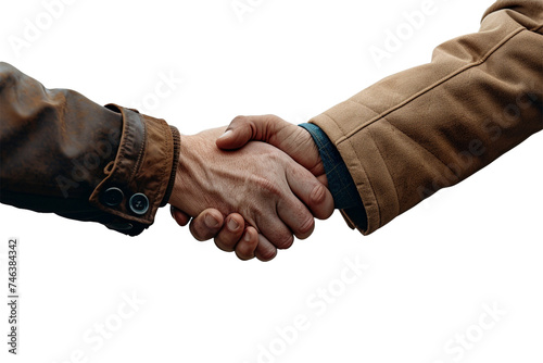 A handshake between a spy and a double agent, isolated on transparent background, png file