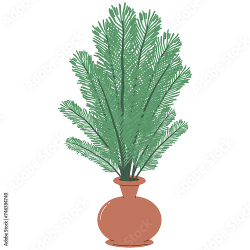 Artificial plant in pot vector cartoon illustration isolated on a white background.