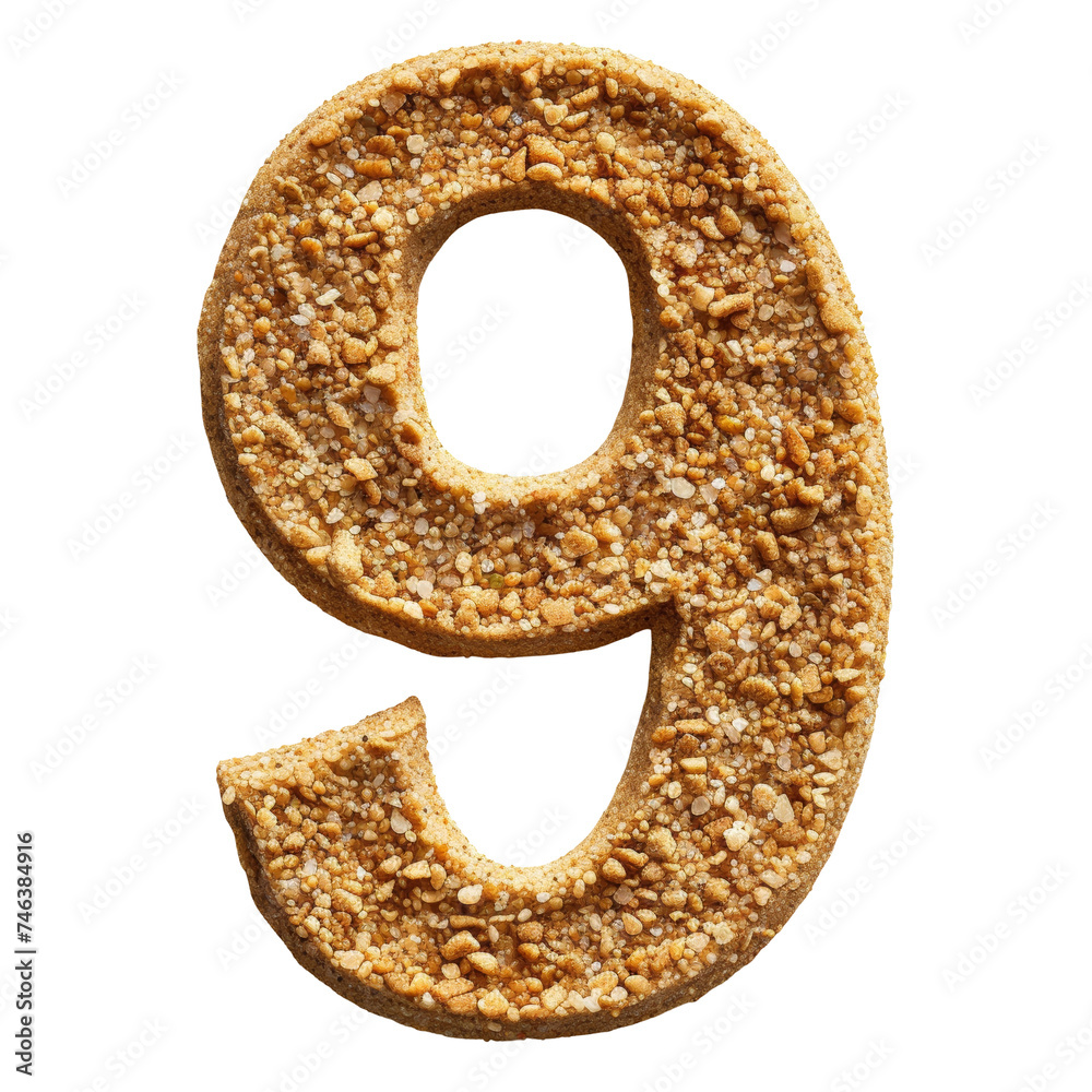 Textured Sand Number 9 Isolated on Transparent or White Background, PNG Textured Sand Number 9 Isolated on Transparent or White Background, PNG