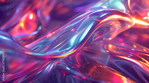 Dynamic 3D Liquid Wave Holographic Abstract Background Design