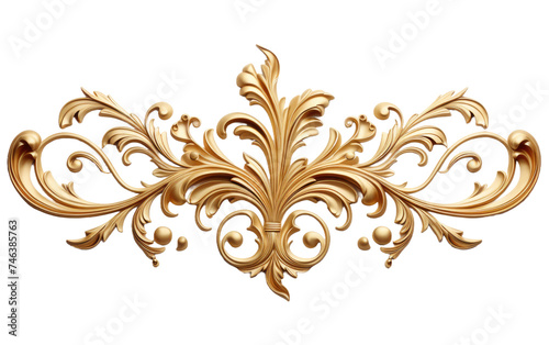 This photo showcases a detailed gold filigree design set. The intricate patterns of the filigree stand out elegant visual on a White or Clear Surface PNG Transparent Background.