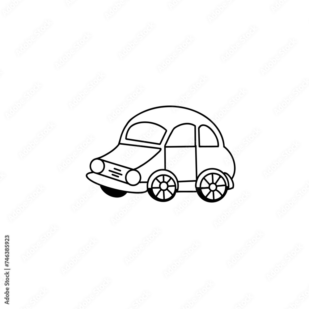toy car, sketch vector drawing, isolated on a white background.