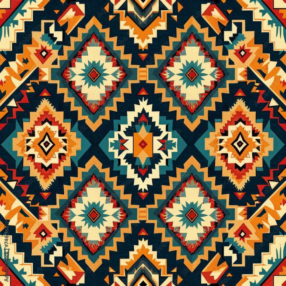 Ethnic ikat seamless pattern geometric abstract designs with traditional motifs. Ethnic ikat seamless pattern geometric abstract designs with traditional motifs.