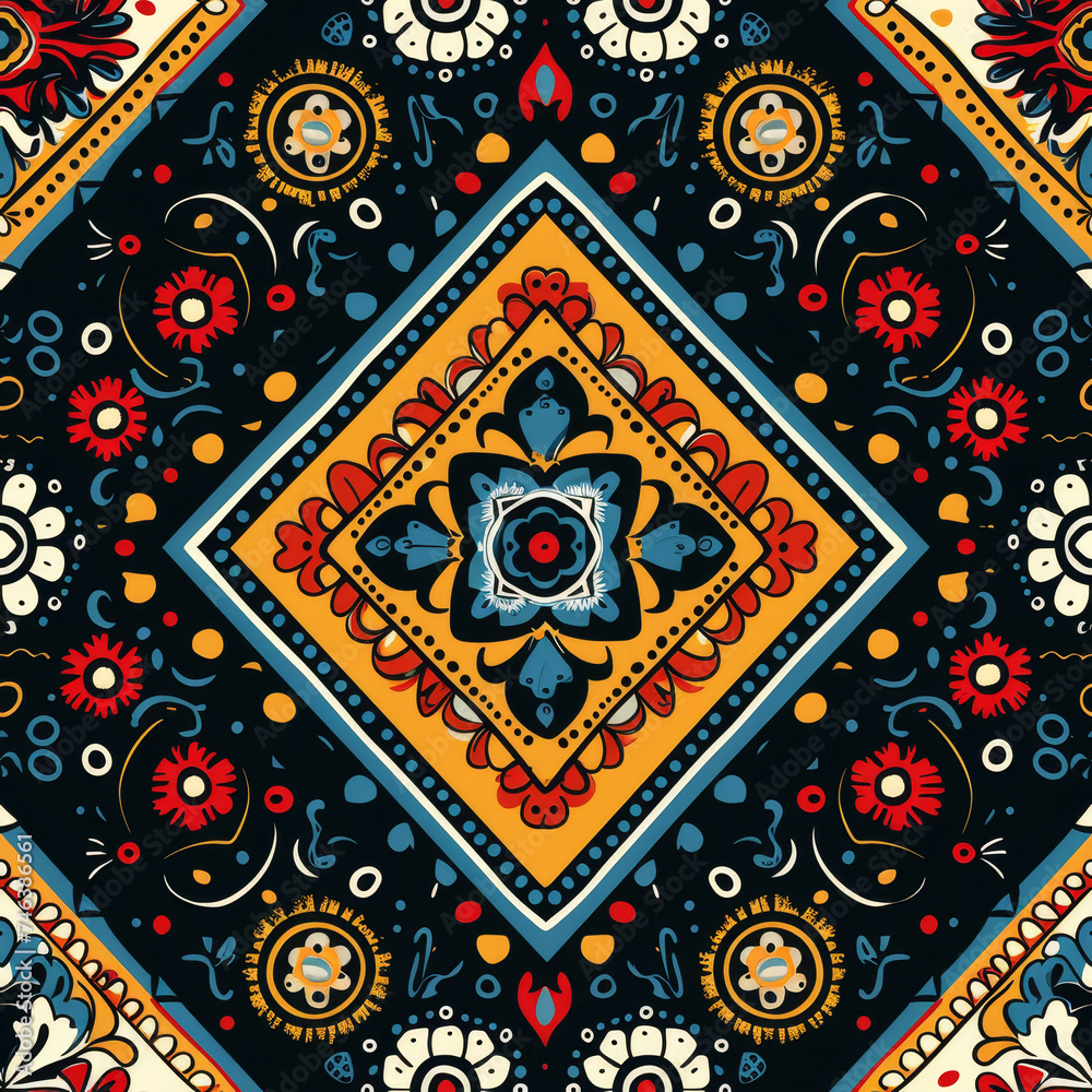 Ethnic ikat seamless pattern geometric abstract designs with traditional motifs. Ethnic ikat seamless pattern geometric abstract designs with traditional motifs.