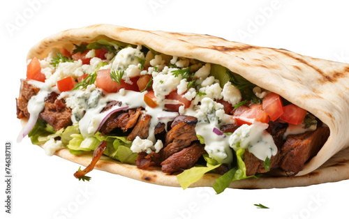 Delicious Taco Filled With Meat, Lettuce, and Tomatoes. A taco filled with seasoned meat, crispy lettuce, and juicy tomatoes. on a White or Clear Surface PNG Transparent Background.