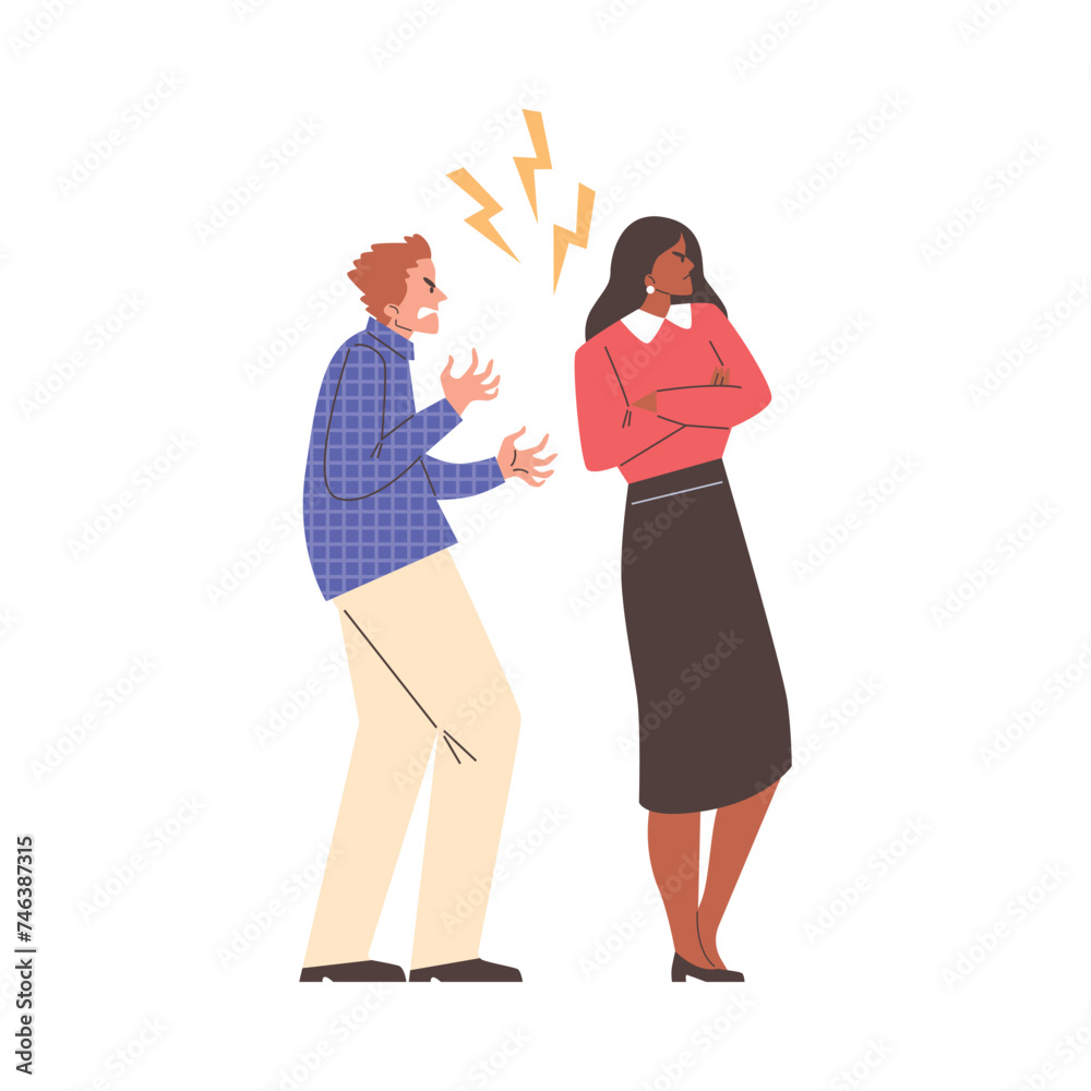 Dispute between man and woman vector illustration