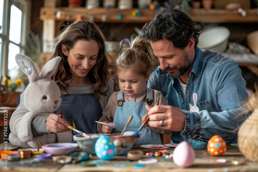 Easter Bunny rabbit with egg in wonderland. Generative AI Easter Bunny rabbit with egg in wonderland. Generative AI