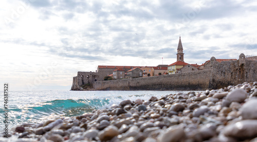 Old city walls of Budva along the Adriatic coast, Montenegro