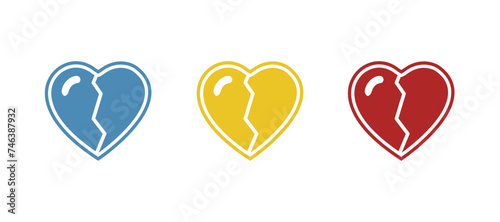 broken heart icon on white background, vector illustration