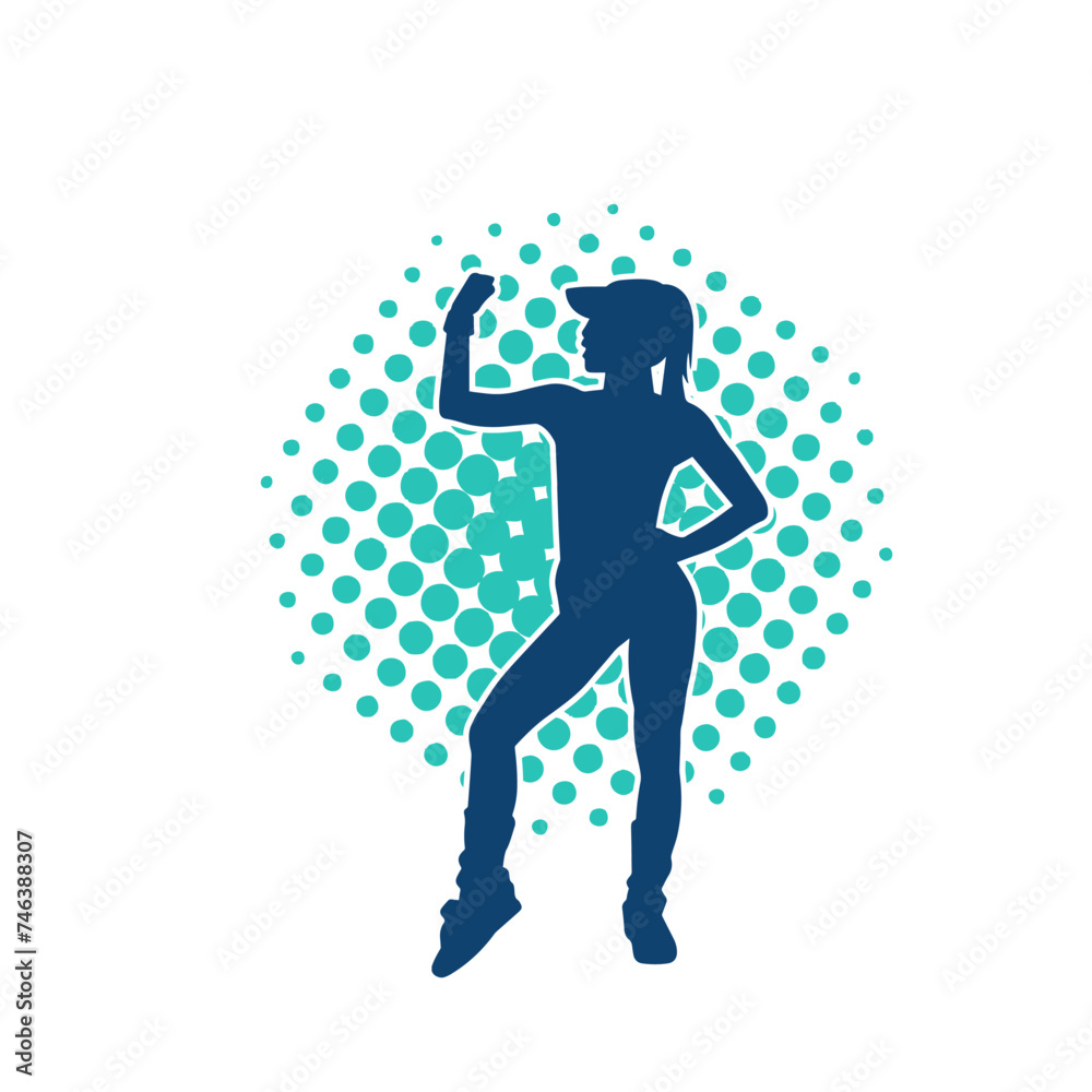 Silhouette of a slim sporty woman doing pilates exercise. Silhouette of a sporty female doing physical exercise. 