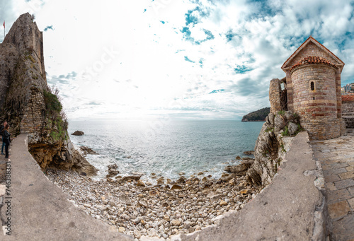 Old city walls of Budva alo...