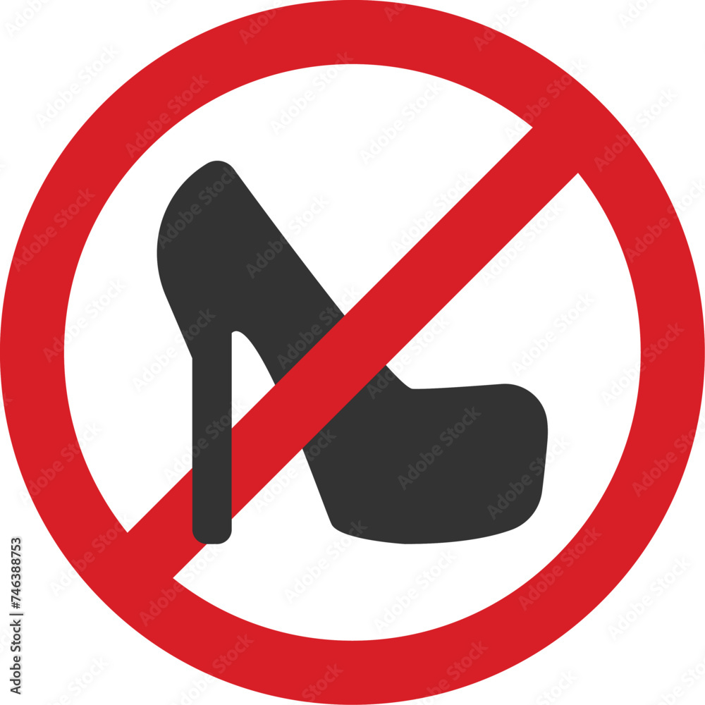 No high heels allowed sign. Prohibition symbol modern, simple, vector, icon for website design, mobile app, ui. Vector Illustration No high heels allowed sign. Prohibition symbol modern, simple, vector, icon for website design, mobile app, ui. Vector Illustration